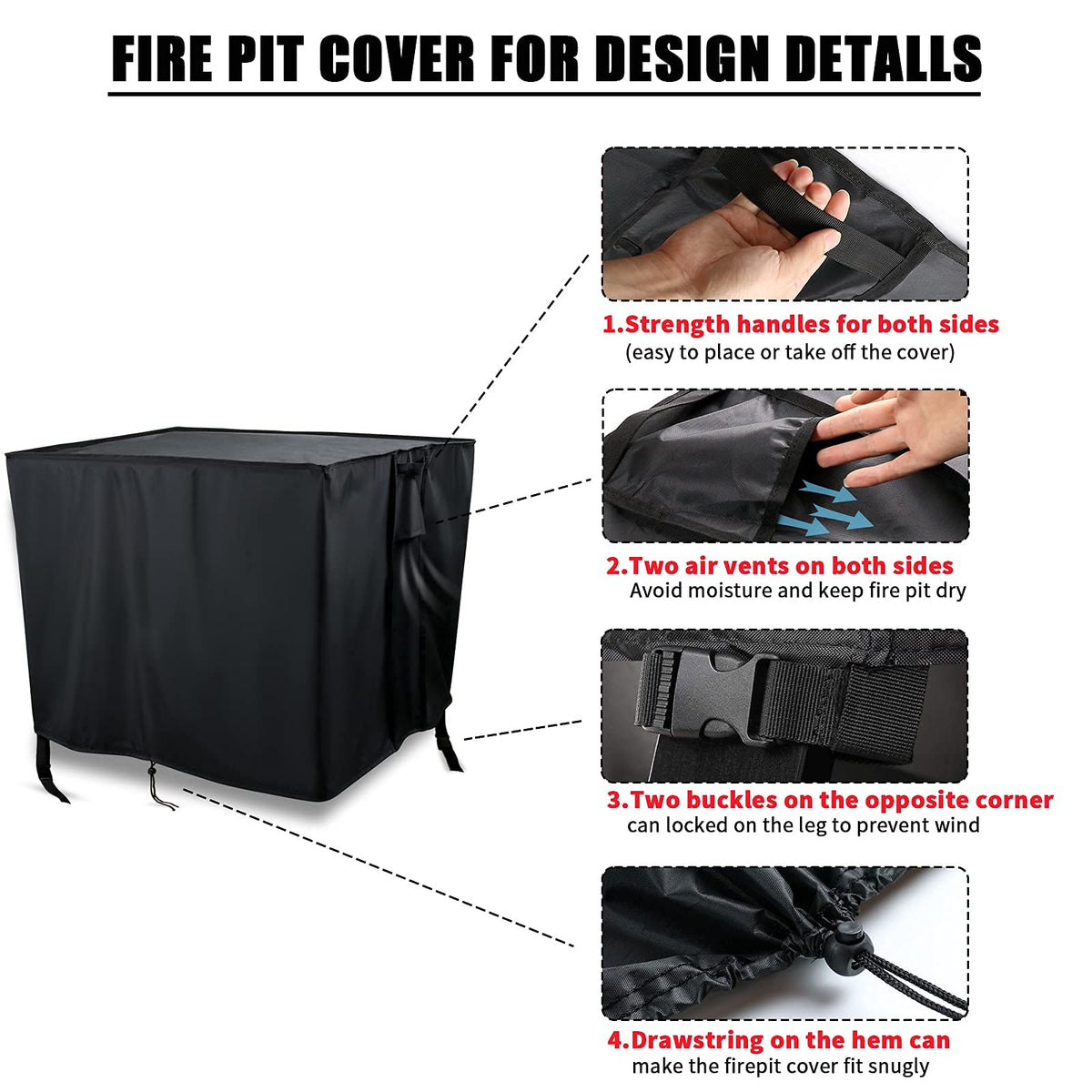 Youlvy fire pit cover protects rectangular table surface outdoors.