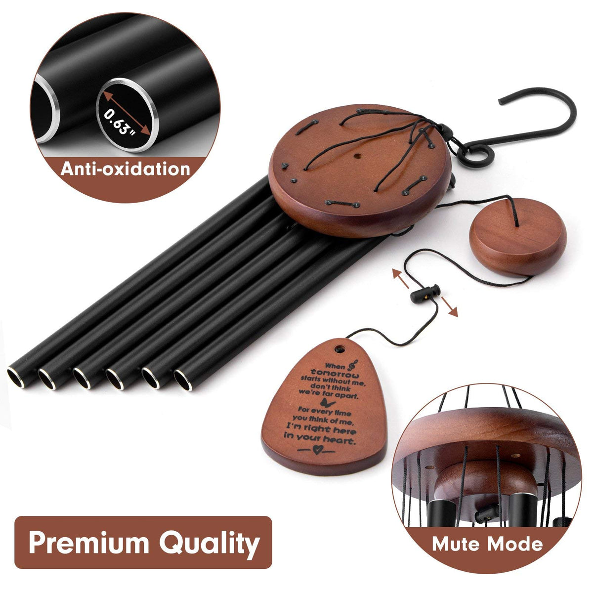 YOUNTASY Sympathy Wind Chimes displayed outdoors in garden or patio.