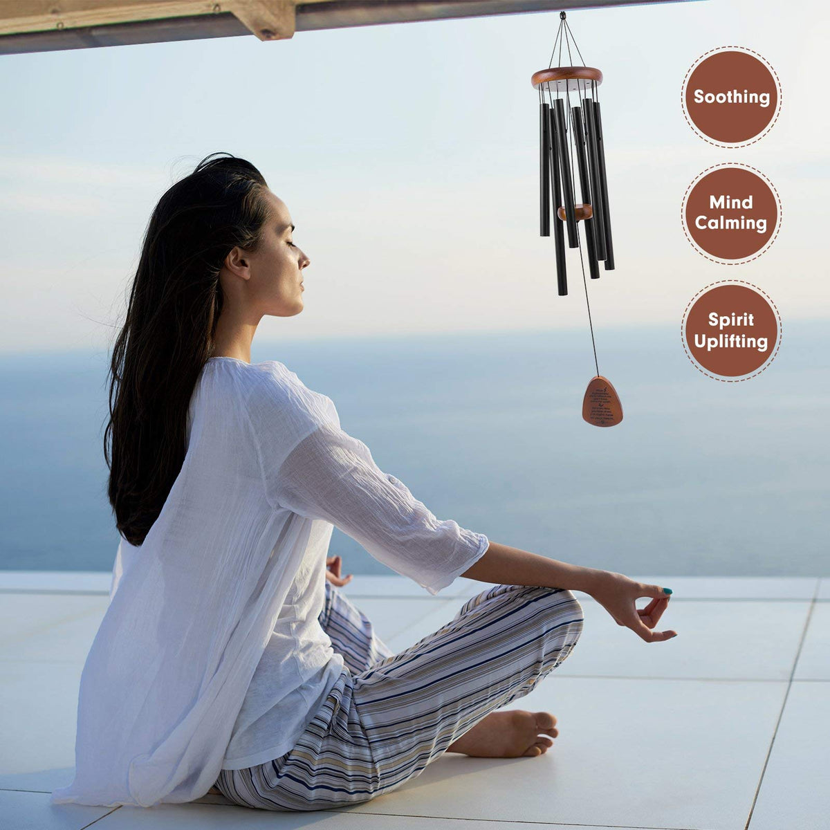 YOUNTASY Sympathy Wind Chimes central string allows tone variation and mute option.