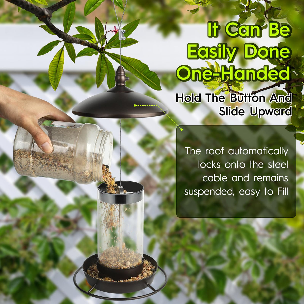 Youvip metal roof bird feeder easily disassembles for cleaning