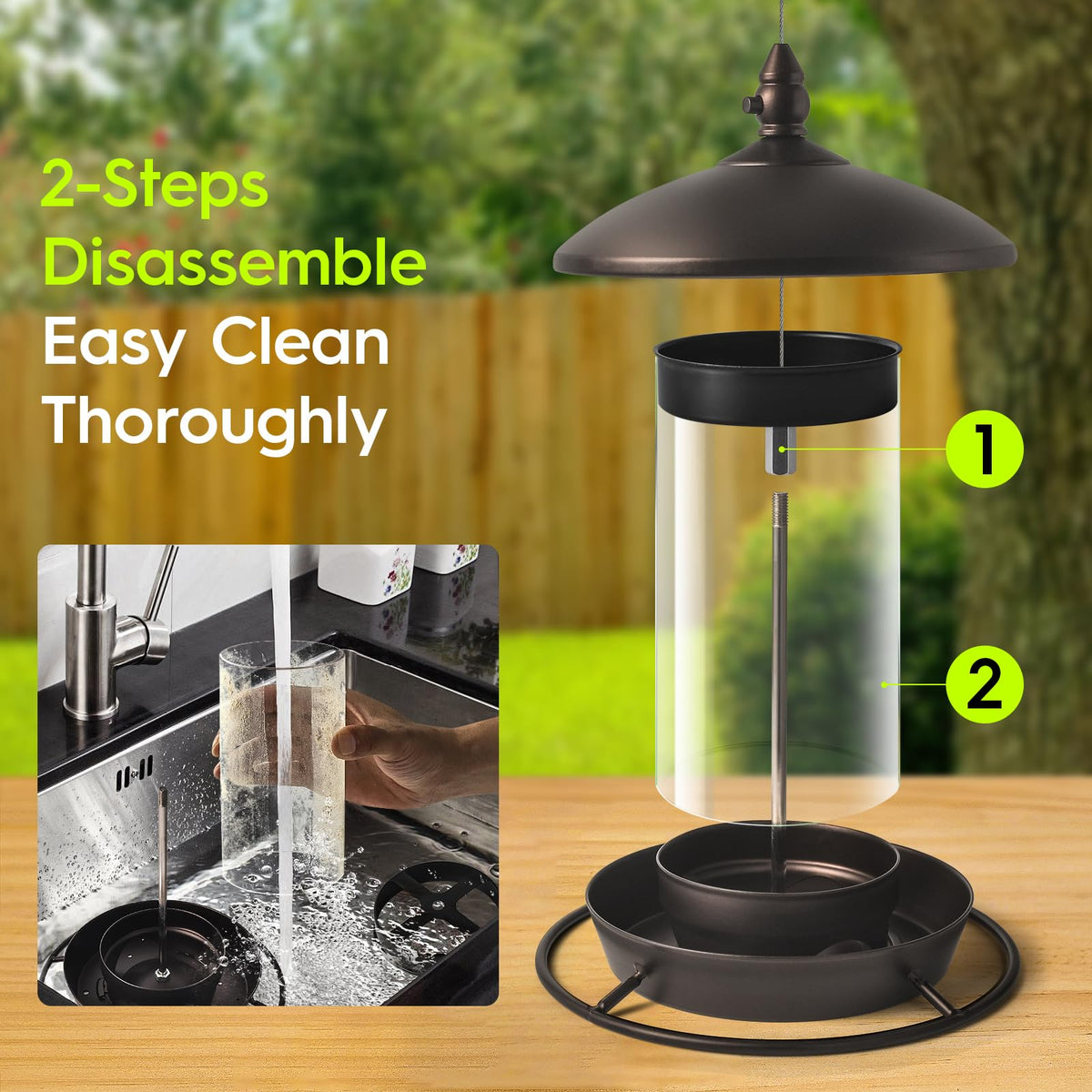 Youvip metal roof bird feeder requires no assembly and is ready to use.