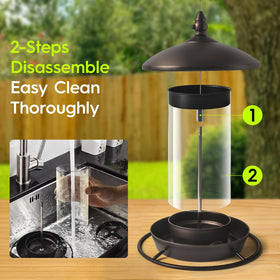 Youvip metal roof bird feeder requires no assembly and is ready to use.