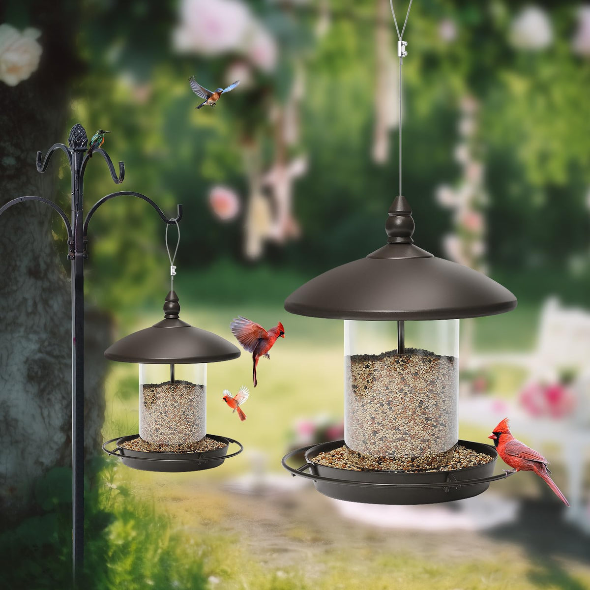 Youvip metal roof feeder bronze closeup showcases durable construction for outdoor use.