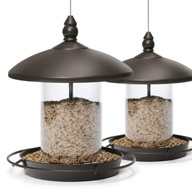 Youvip pack-2 metal roof feeder bronze hanging in a garden for backyard birds.