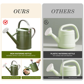 Yourjoy decorative watering can that doubles as a planter with blooms.