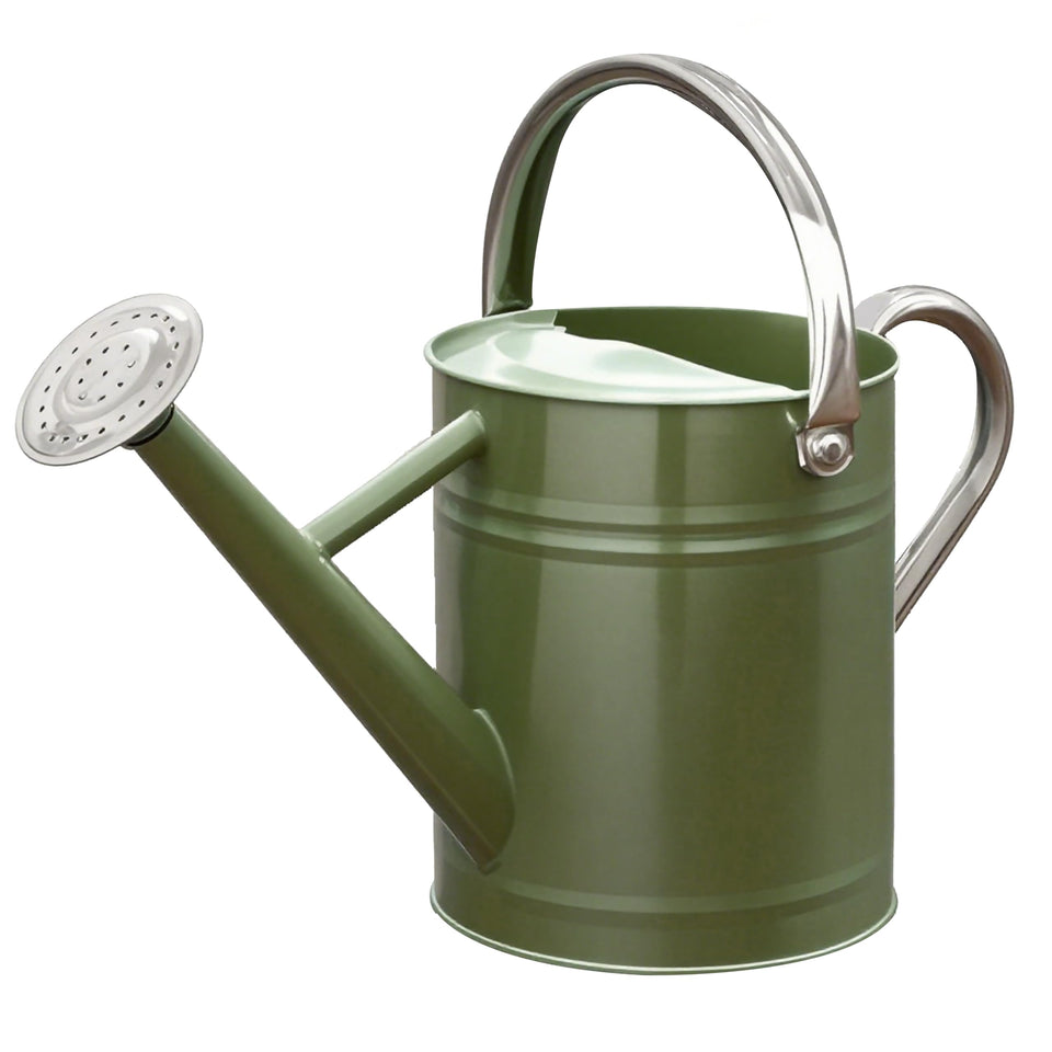 Yourjoy emerald green metal watering can with sturdy construction for reliable plant care.