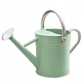 Yourjoy metal watering can cream-green full view for outdoor and indoor use
