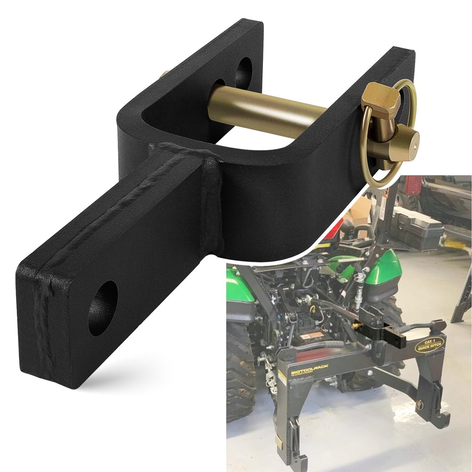 Yoursme quick hitch adapter bracket for rugged top-link connections.