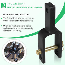 Yoursme quick hitch adapter with two height options for varied attachments.