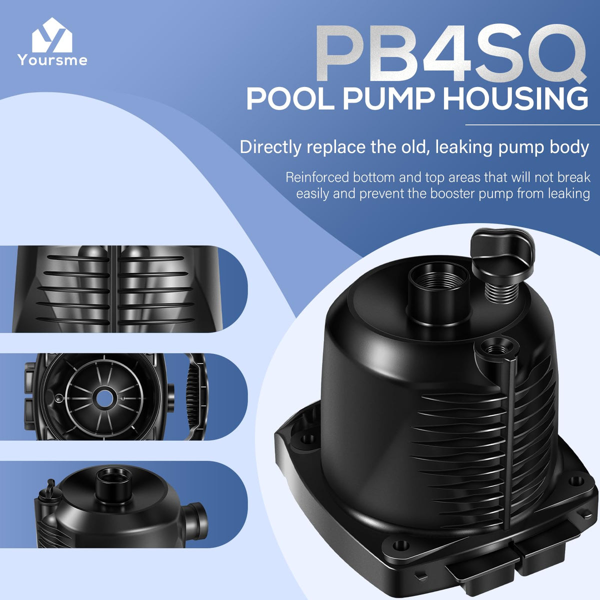 Yoursme reinforced bottom area of pool pump body enhancing strength against leaks