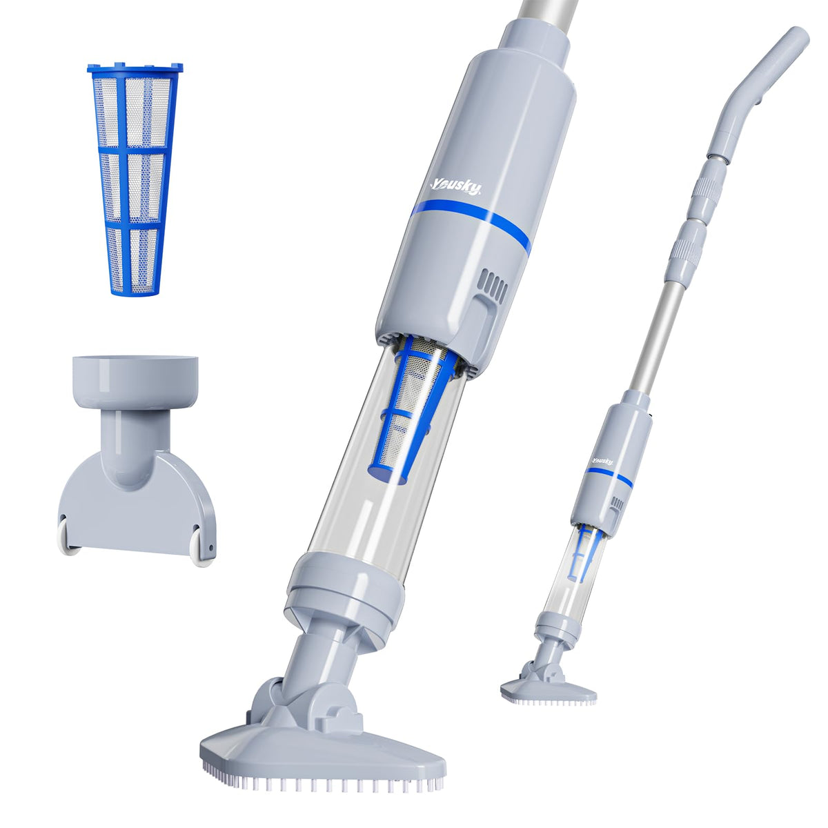 Yousky handheld spa hot tub vacuum front view for quick debris pickup.