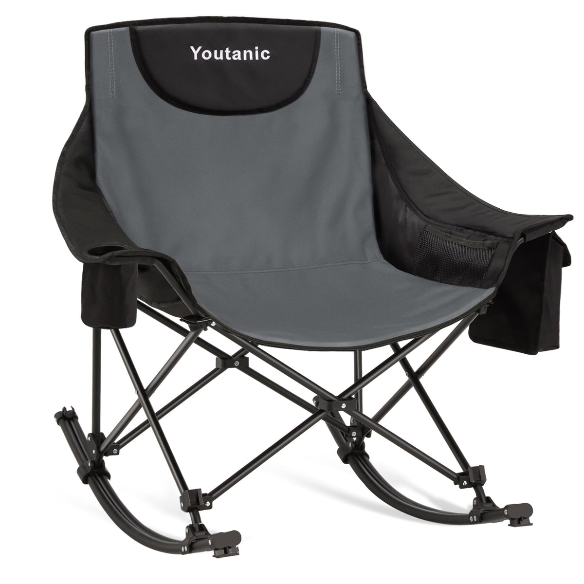 Youtanic oversized folding rocking chair in gray for comfortable outdoor seating