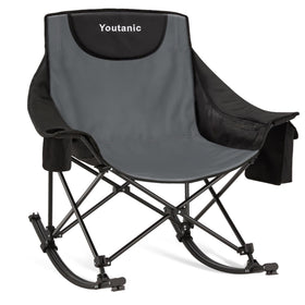 Youtanic oversized folding rocking chair in gray for comfortable outdoor seating