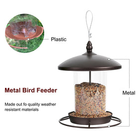 Youvip brown metal feeder blends with garden scenery