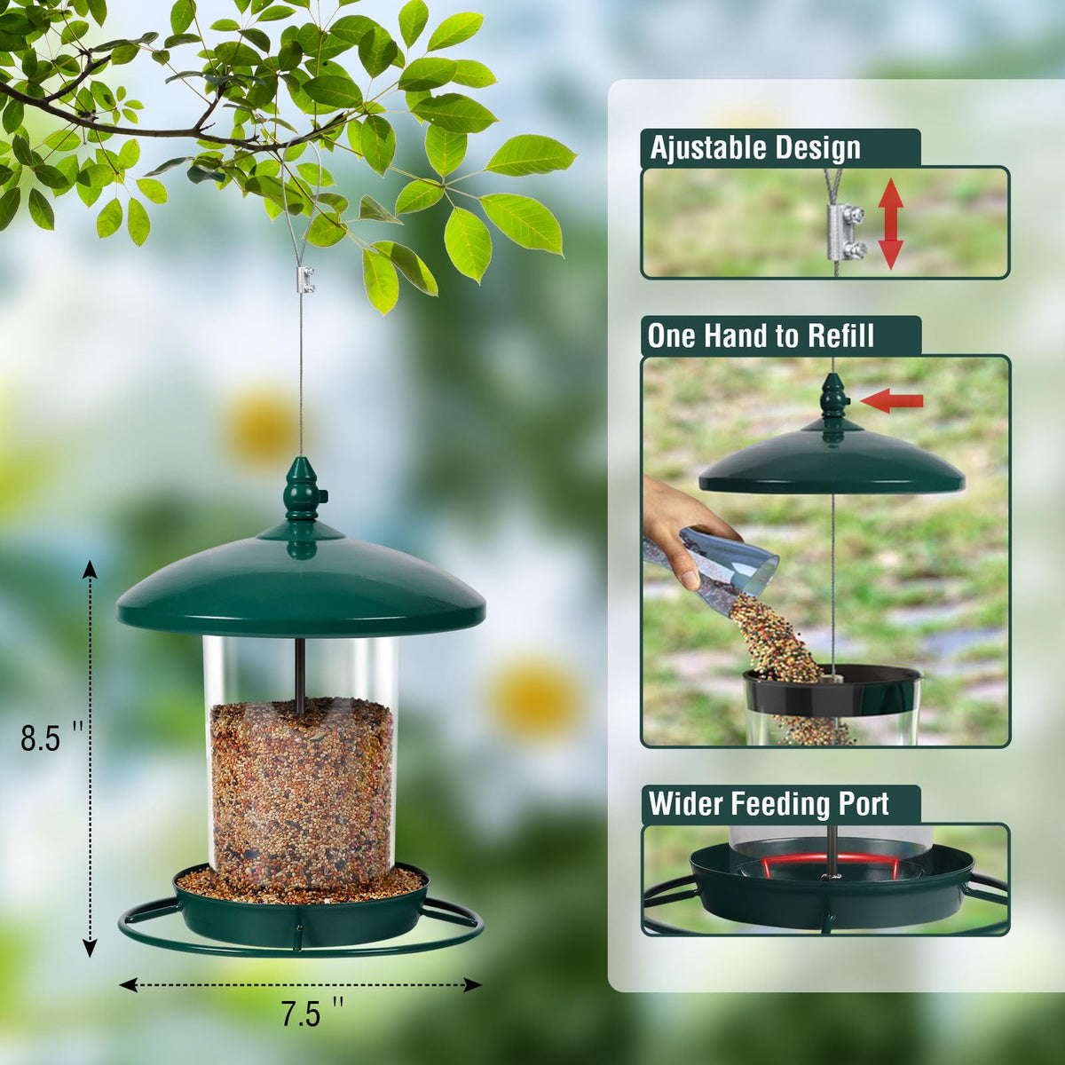 Youvip chew-proof feeder top flip lid for easy, one-handed refills.