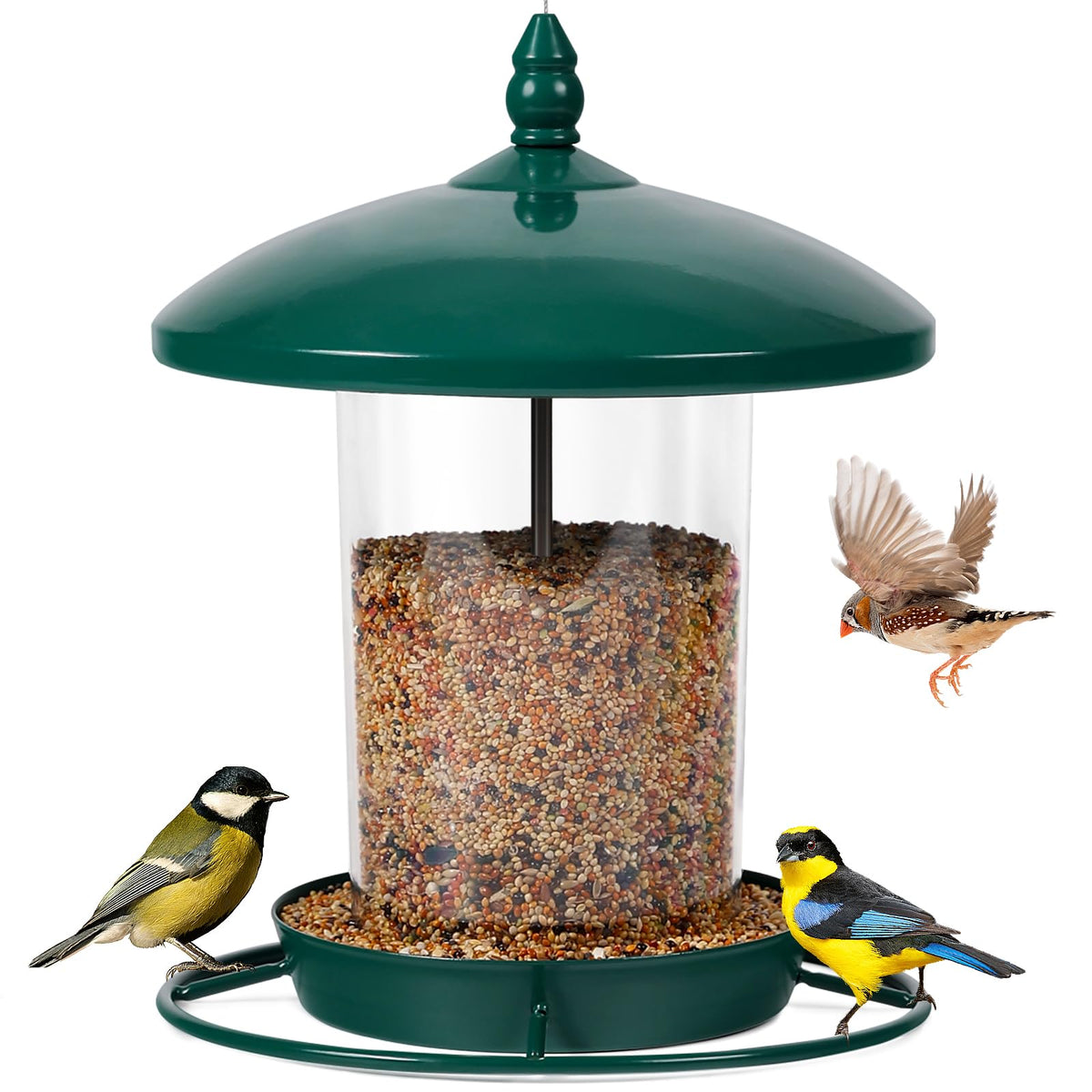 Youvip green outdoor feeder blends with garden aesthetics while feeding wildlife.