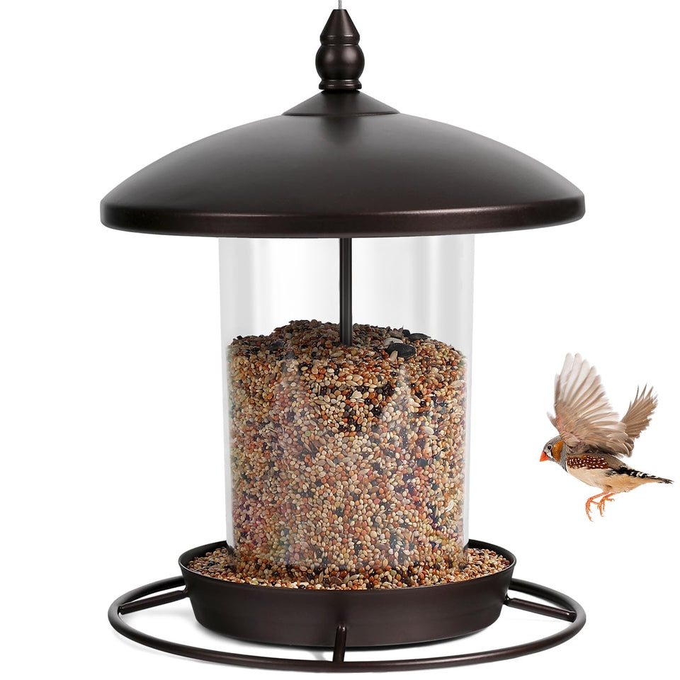 Youvip metal roof bird feeder close-up, durable chew-proof design for outdoor gardens.
