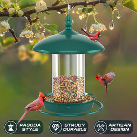 Youvip pack2 bird feeder outdoor green seeds visible in reservoir