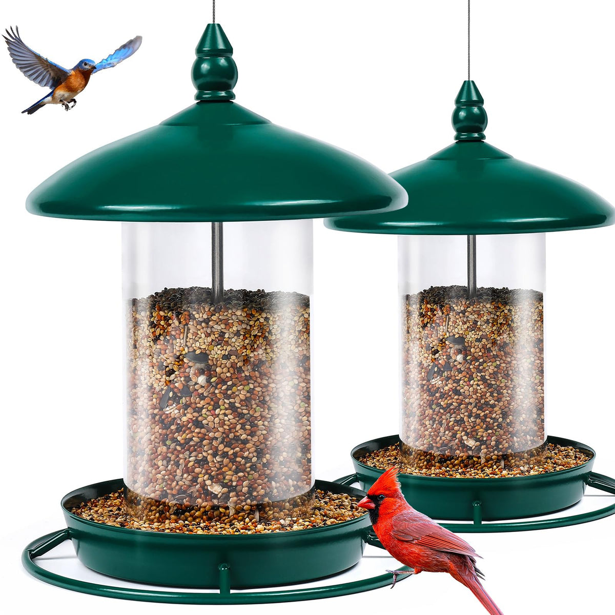 Youvip pack2 bird feeder outdoor green durable metal design