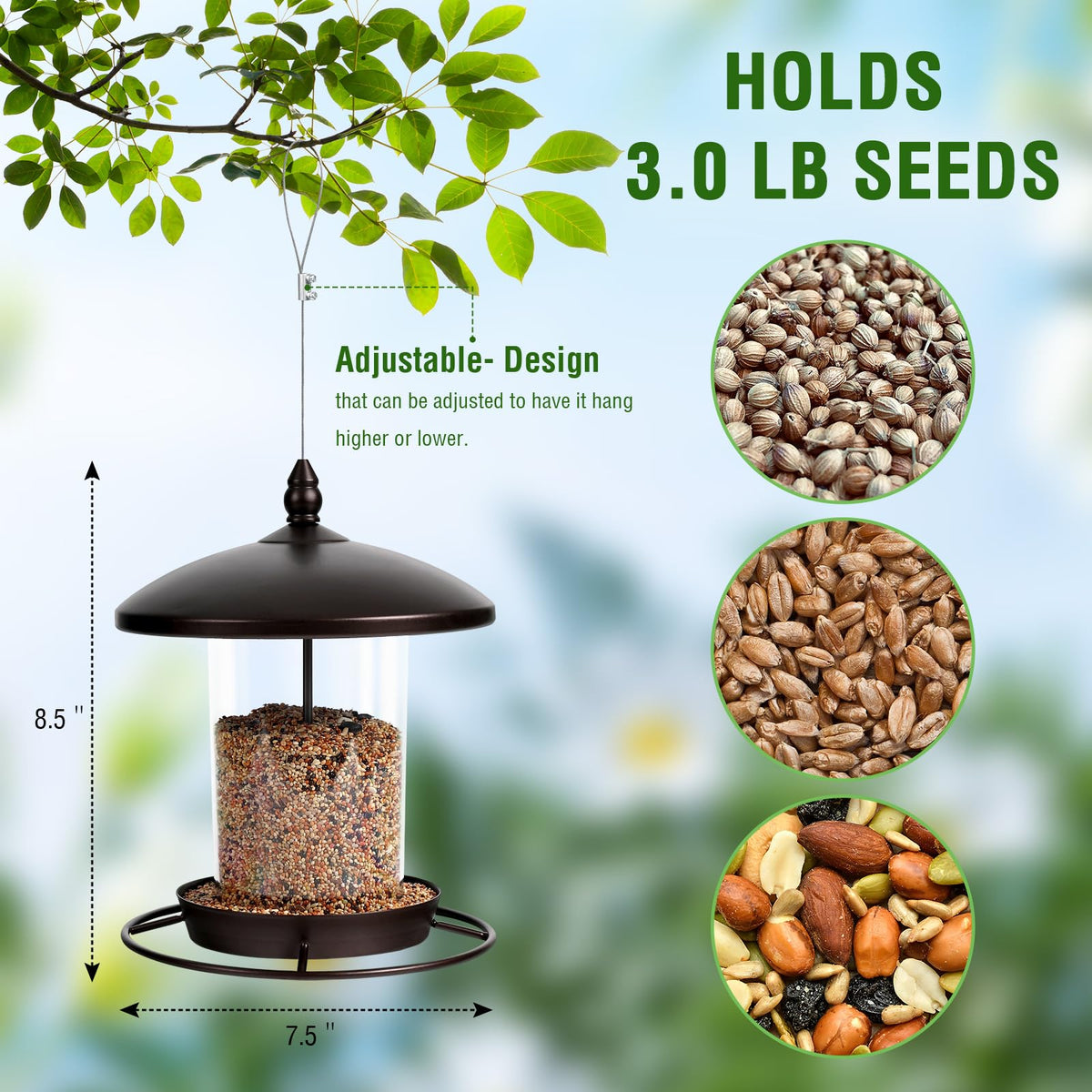 Youvip weatherproof roof keeps seeds dry in rain and damp weather