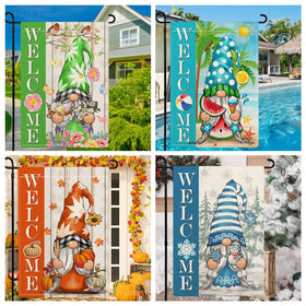 YOVOYOA Easter gnome flag adds spring vibes to outdoor spaces.