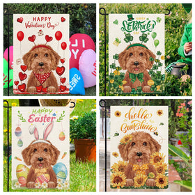 YOVOYOA seasonal goldendoodle flag for all holidays