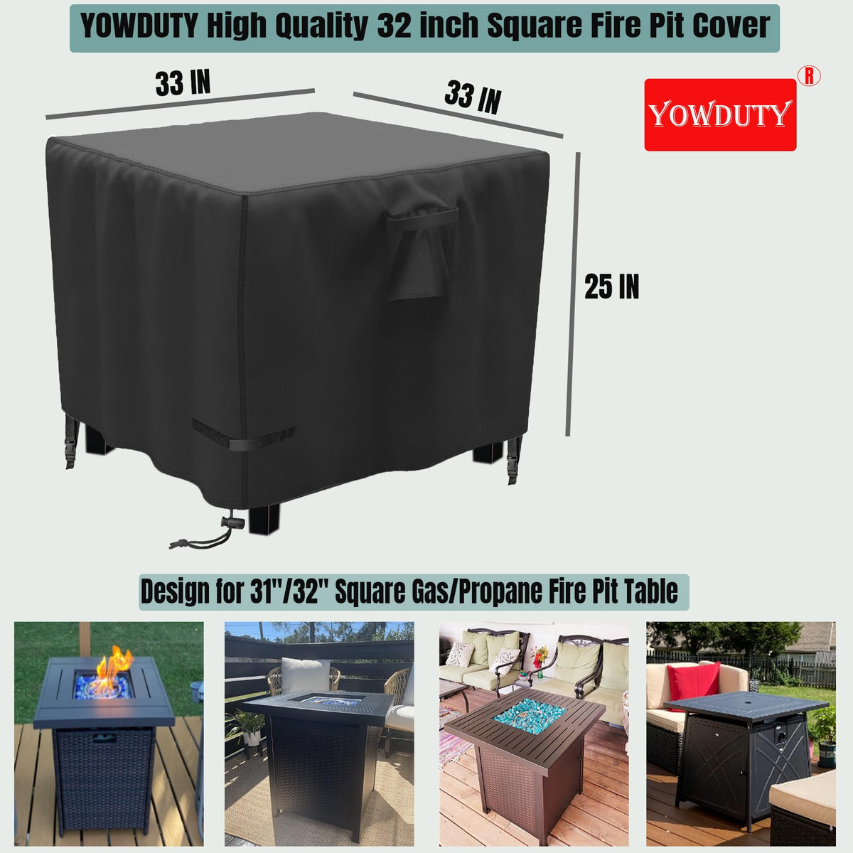 YOWDUTY cover buckles shown for windproof outdoor use