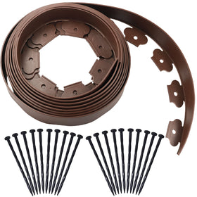 Yowlieu 20 ft edging kit brown border—defines garden edges