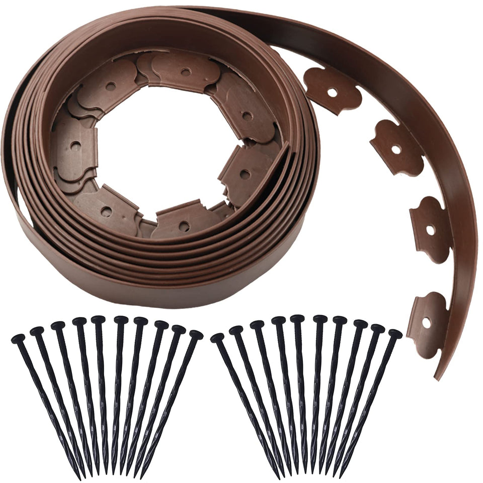 Yowlieu 20 ft edging kit brown border—defines garden edges