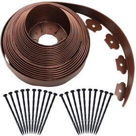 Yowlieu 40 ft brown edging roll defines a neat flower bed