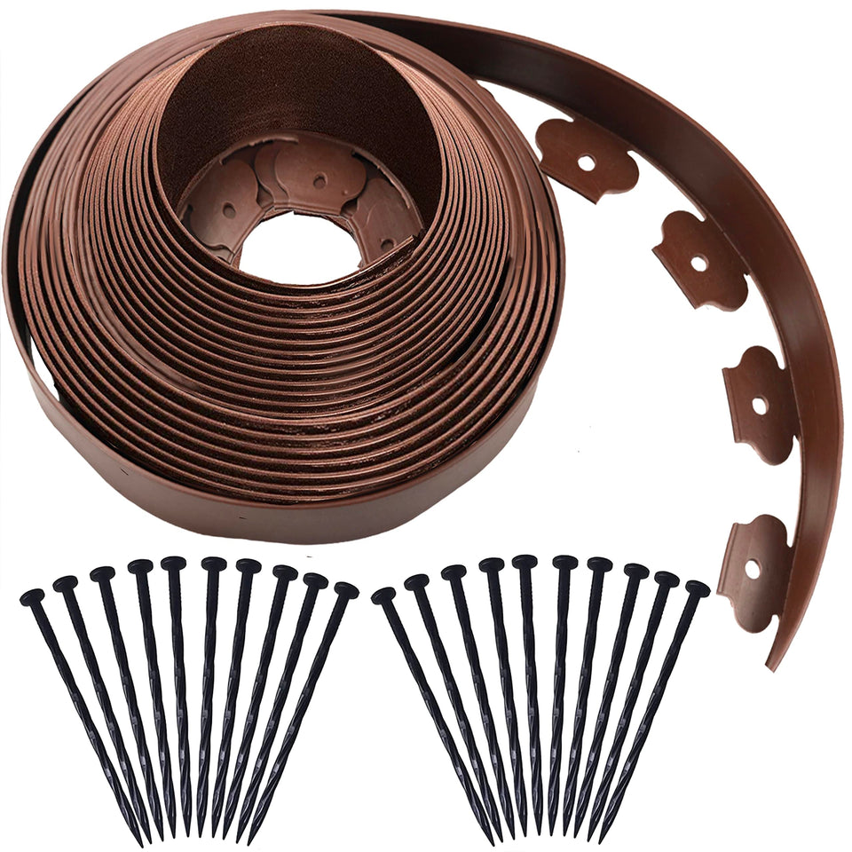 Yowlieu 40 ft brown edging roll defines a neat flower bed