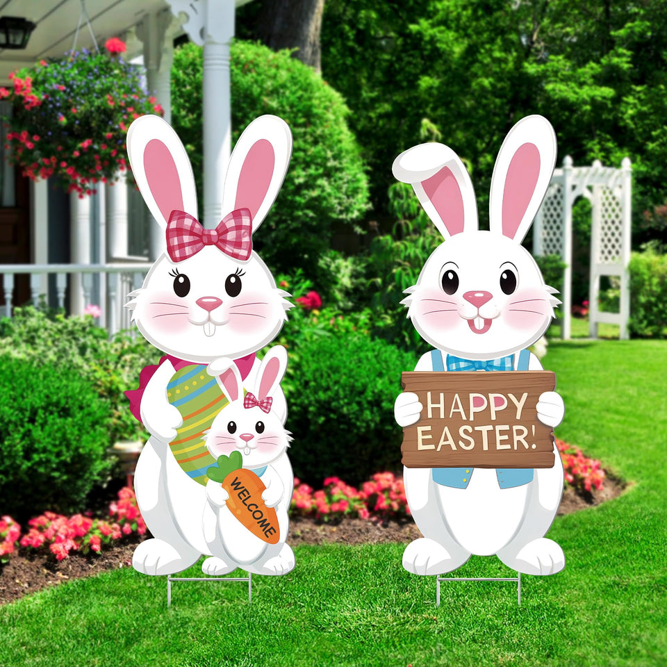 YOYOJOY Easter bunny family yard sign in 32in size brighten your lawn