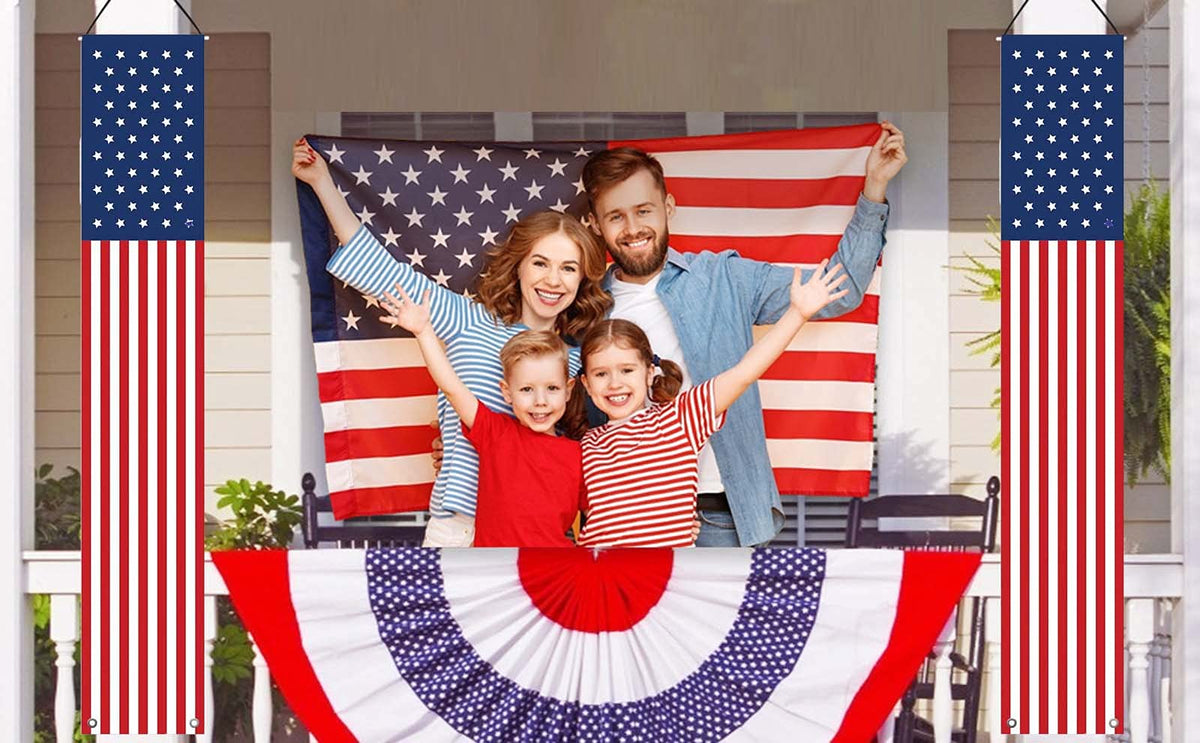 YOYNIIRE independence-banner close-up fabric highlights sturdy polyester and vivid colors