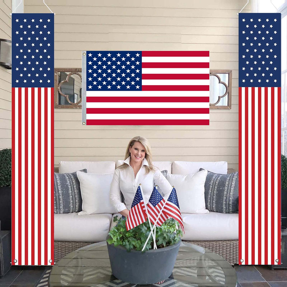 YOYNIIRE independence banner storefront display provides versatile patriotic charm