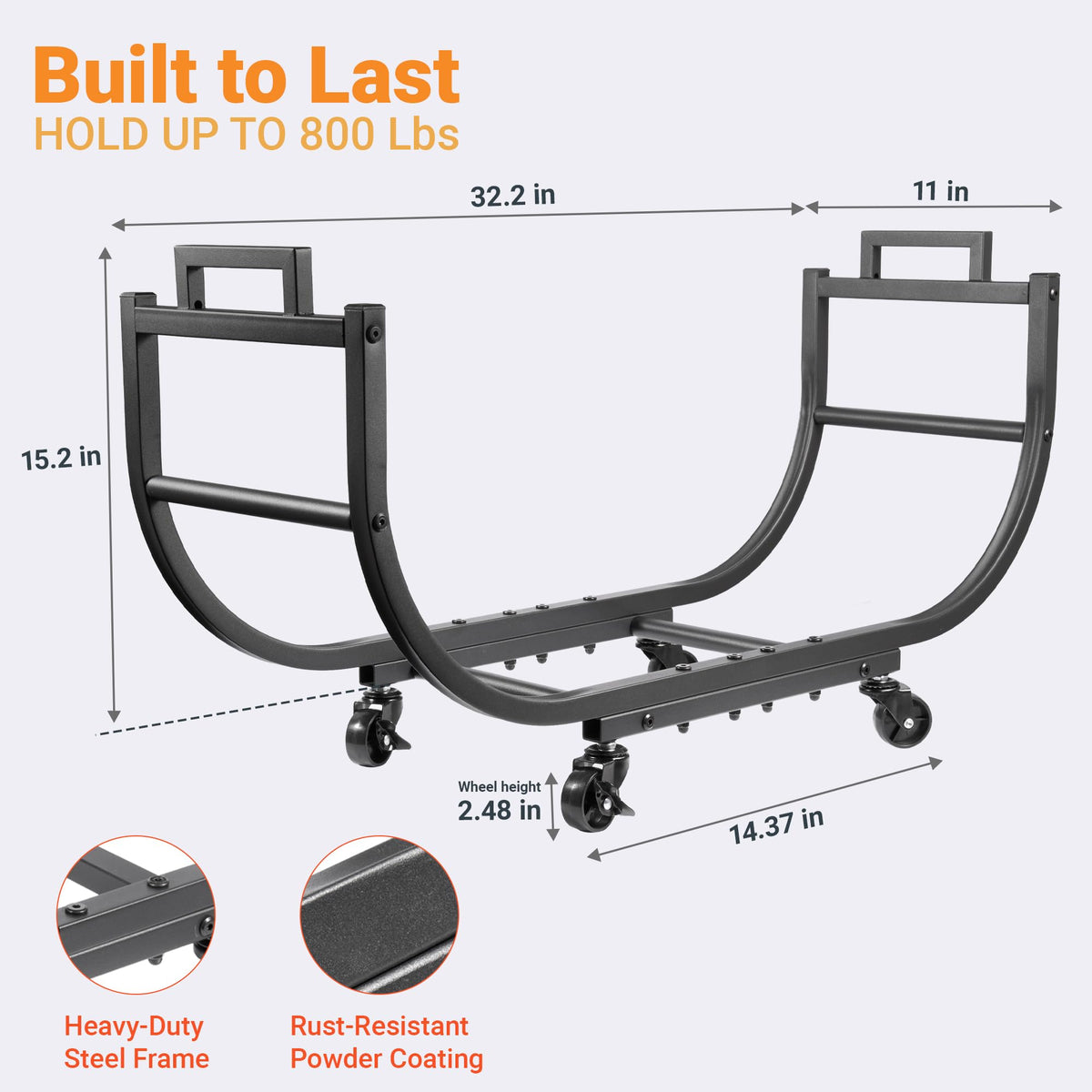 YQBRAO firewood rack airflow design keeps logs off the ground for drying.