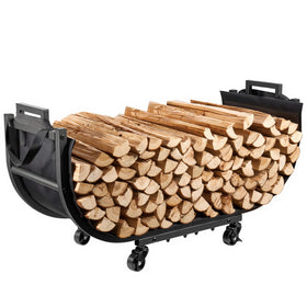 YQBRAO firewood rack heavy-duty steel demonstrates rugged outdoor storage that resists weather.