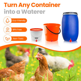Yrangee chicken waterer cups DIY setup shown for steady gravity fill.