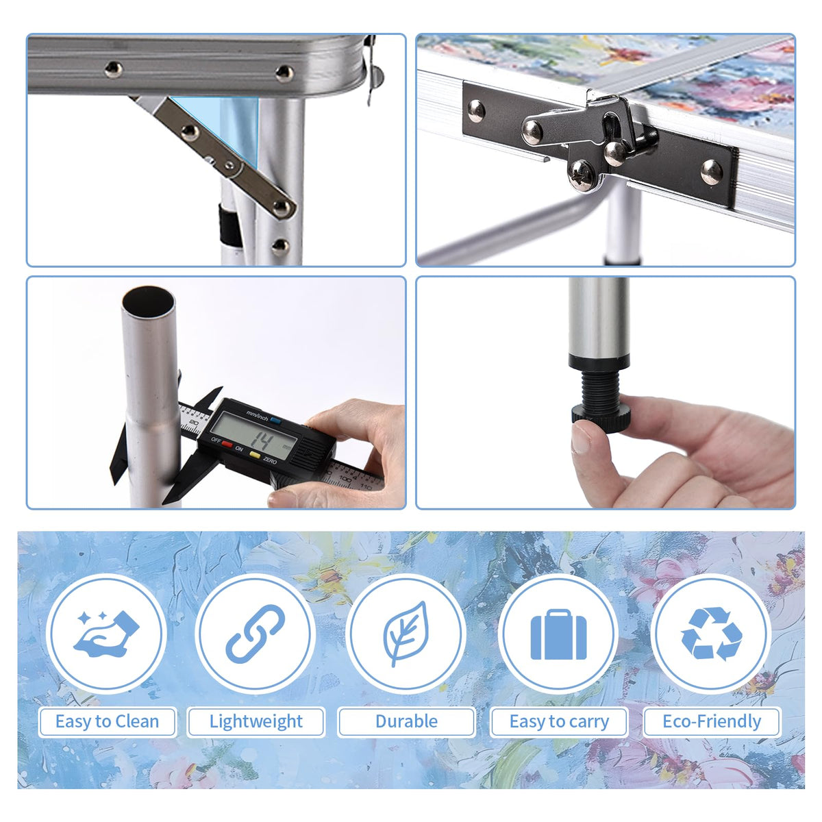 Mesh pocket and S-hooks offer convenient storage on the Yriuat table