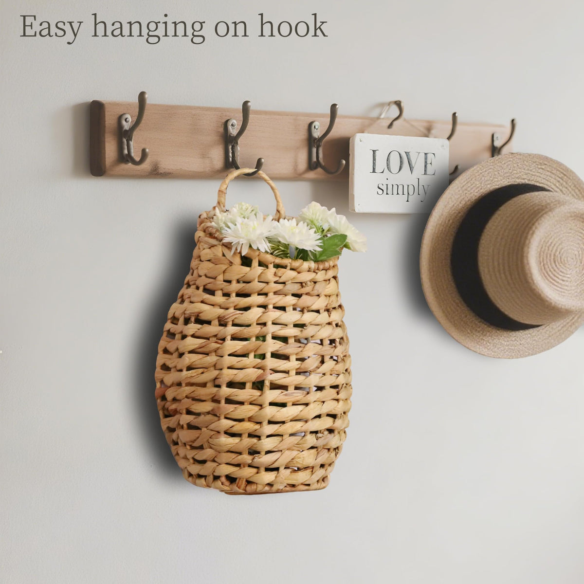 YRMTKIHE handwoven water hyacinth basket for bedroom storage and organization.