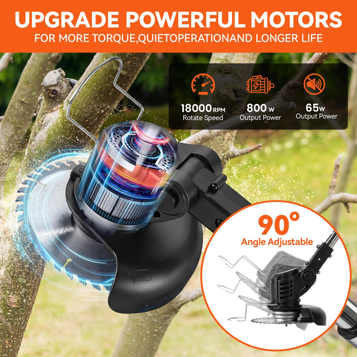 YROWKJI detachable wheels enable switching between wheeled and cordless mowing.