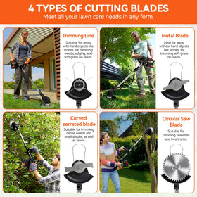 YROWKJI weed wacker blade attachment for versatile mowing near rocks and weeds.