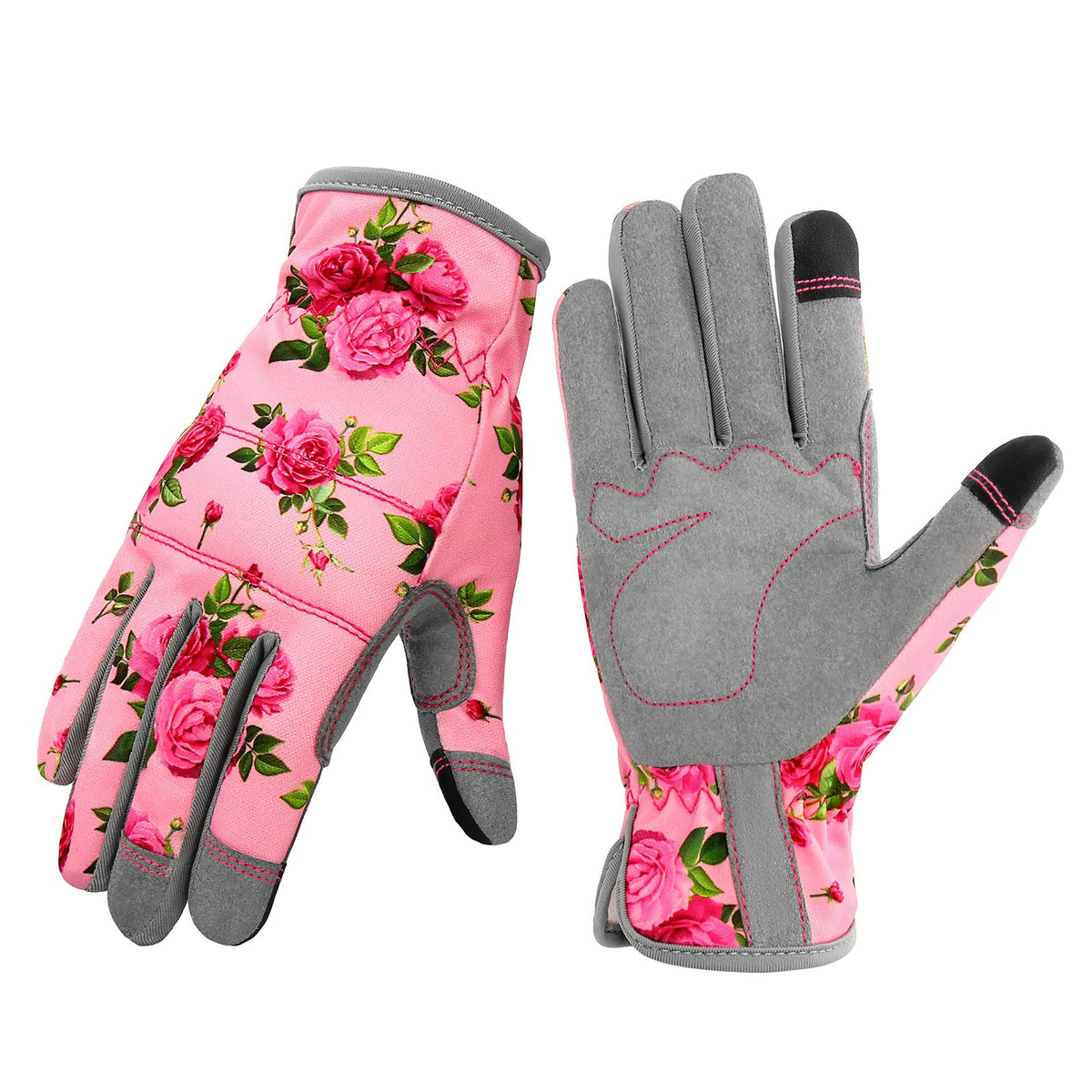 YRTSH leather gardening gloves for women with pink small pull-on closure for easy fit.