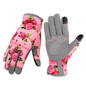 YRTSH leather gardening gloves for women with pink small pull-on closure for easy fit.