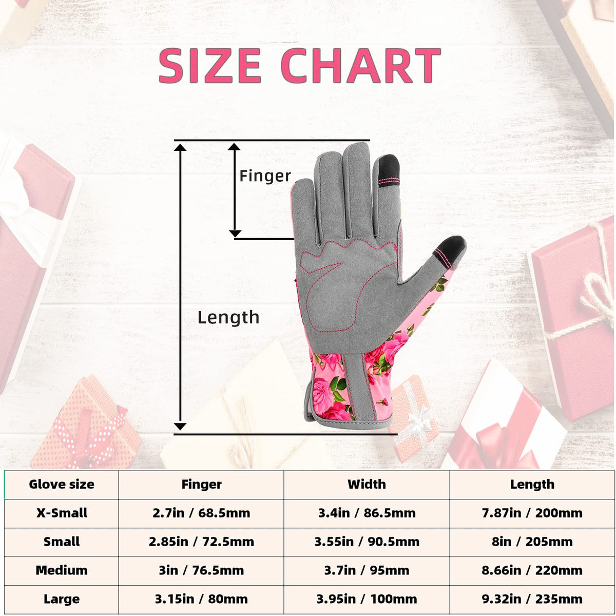 YRTSH rose-design pink gloves add a stylish touch to garden chores.