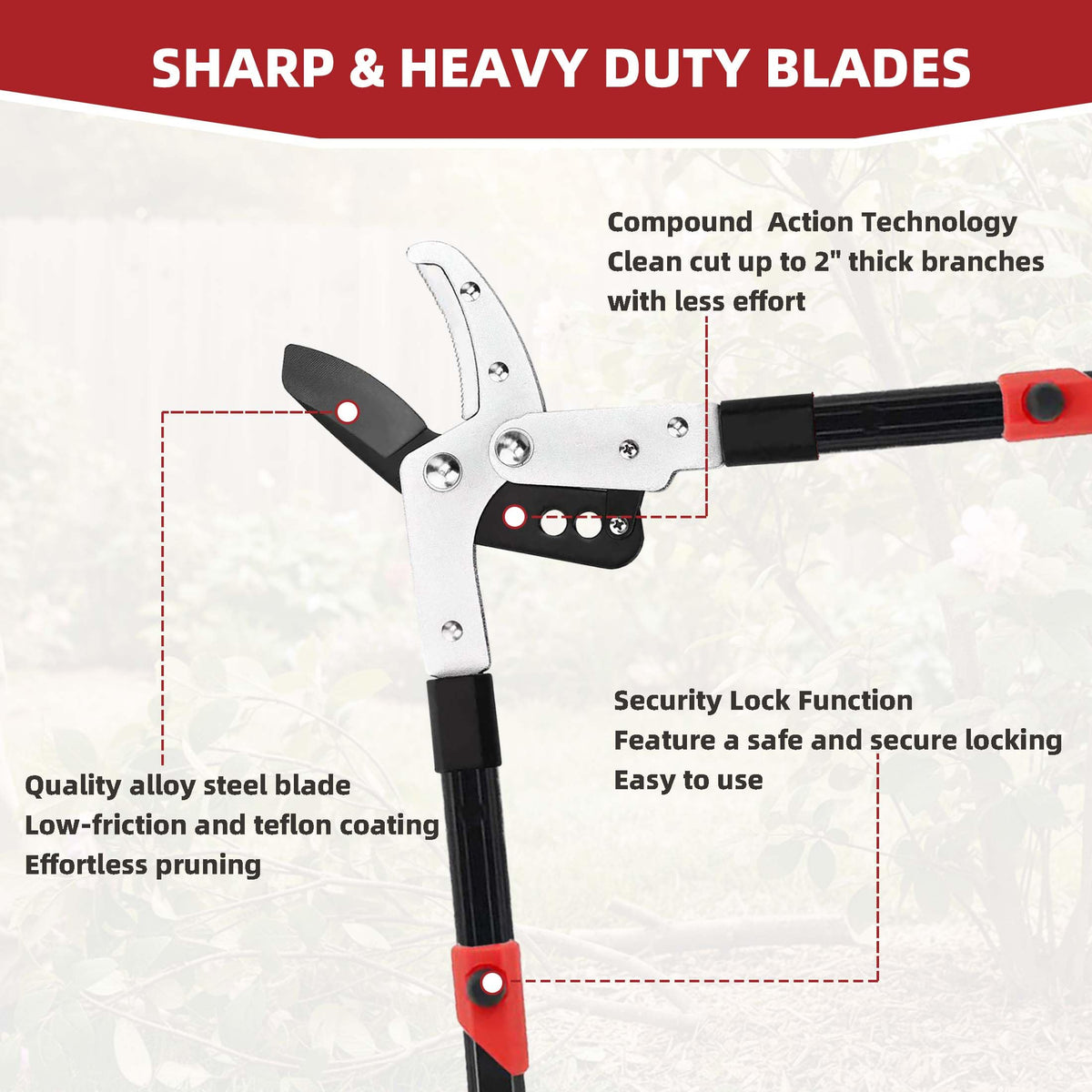 YRTSH loppers 2-inch cut capacity handles thick branches.