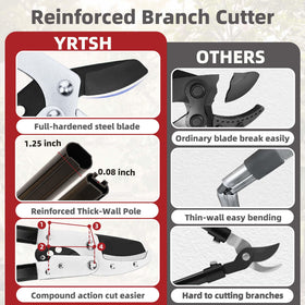 YRTSH loppers durable aluminum handle is lightweight and sturdy.
