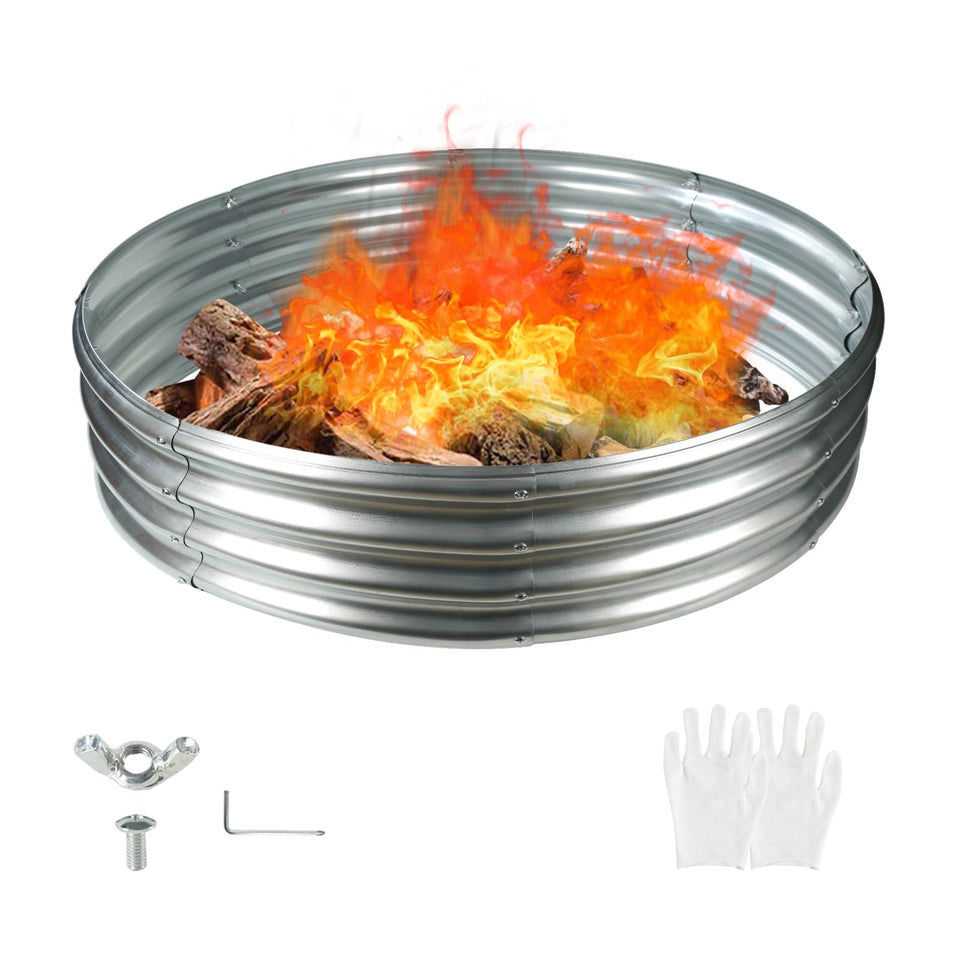YSEJOMP 60inch round fire pit ring assembled for outdoor gatherings.