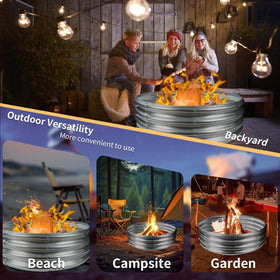 YSEJOMP fire pit ring close up galvanized steel texture