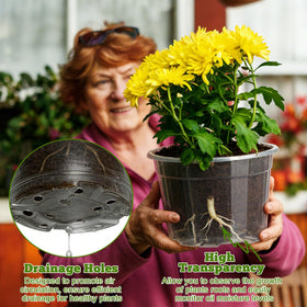 Ysglory 7-inch clear nursery pot with drainage holes for healthy airflow.