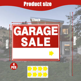 Ysglory yard sale sign kit shows four signs and stakes ready